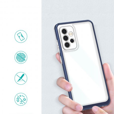 Clear 3in1 etui do Samsung Galaxy A14 silikonowy pokrowiec z ramką niebieskie