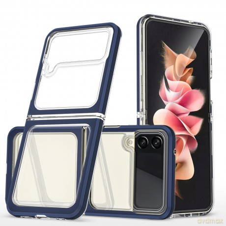 Clear 3in1 etui Samsung Galaxy Z Flip 4 silikonowy pokrowiec z ramką niebieskie