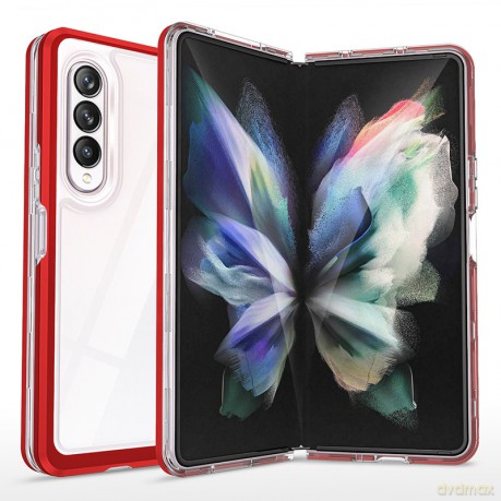 Clear 3in1 etui Samsung Galaxy Z Fold 4 silikonowy pokrowiec z ramką czerwone