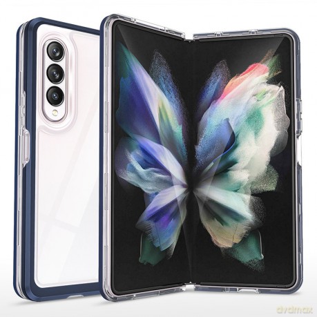 Clear 3in1 etui Samsung Galaxy Z Fold 4 silikonowy pokrowiec z ramką niebieskie