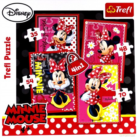 TREFL 4w1 MIX Myszka Minnie - Piękna Minnie (Disney) 34119 [PUZZLE]