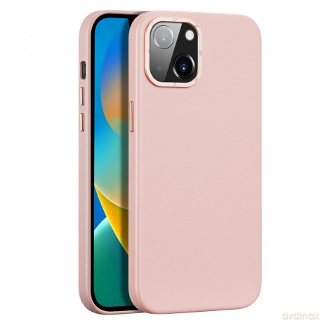 Dux Ducis Grit skórzane etui do iPhone 14 elegancki pokrowiec ze sztucznej skóry (kompatybilne z MagSafe) różowy