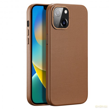 Dux Ducis Grit skórzane etui do iPhone 14 Plus elegancki pokrowiec ze sztucznej skóry (kompatybilne z MagSafe) brązowy