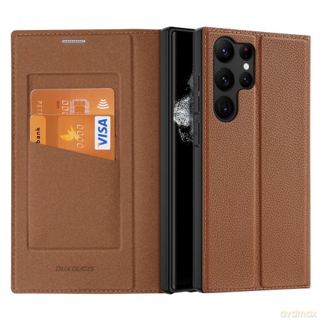Dux Ducis Skin X2 etui Samsung Galaxy S23 Ultra pokrowiec z klapką portfel podstawka brązowe