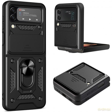 Hybrid Armor Camshield etui Samsung Galaxy Z Flip 3 pancerny pokrowiec z osłoną na aparat czarne