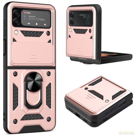 Hybrid Armor Camshield etui Samsung Galaxy Z Flip 3 pancerny pokrowiec z osłoną na aparat różowe