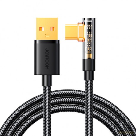 Joyroom kabel USB C kątowy - USB do szybkiego ładowania i transferu danych 3A 1,2 m czarny (S-UC027A6)