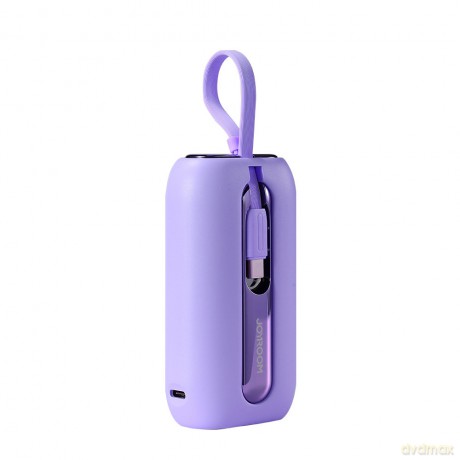 Joyroom powerbank 10000mAh Colorful Series 22.5W z 2 wbudowanymi kablami USB C i Lightning fioletowy (JR-L012)
