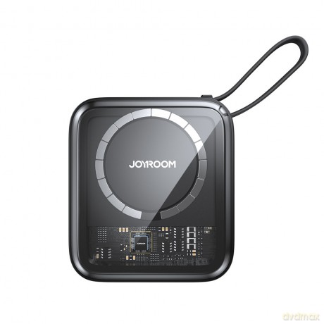 Joyroom powerbank indukcyjny 10000mAh Icy Series 22.5W z wbudowanym kablem USB C czarny (JR-L006)