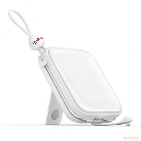 Joyroom powerbank z kablami USB C i Lightning oraz podstawką Cutie Series 10000mAh 22.5W biały (JR-L008)
