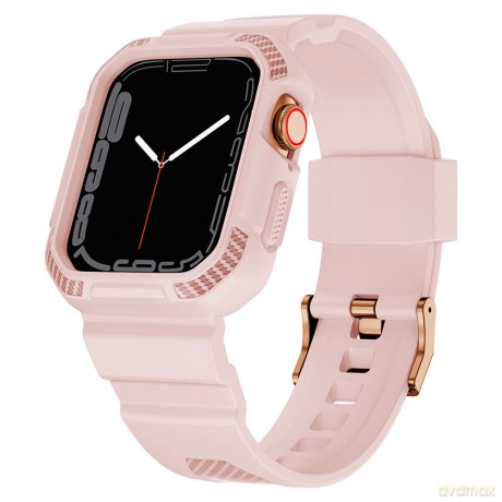 Kingxbar CYF106 2w1 pancerne etui Apple Watch SE, 8, 7, 6, 5, 4, 3, 2, 1 (41, 40, 38 mm) z paskiem różowe