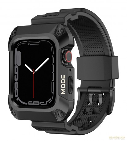 Kingxbar CYF134 2w1 pancerne etui Apple Watch 8, 7 (45 mm) ze stali nierdzewnej z paskiem czarne