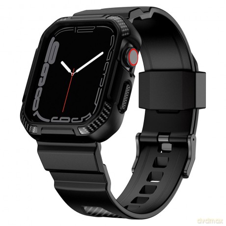 Kingxbar CYF537 2w1 pancerne etui Apple Watch SE, 8, 7, 6, 5, 4, 3, 2, 1 (45, 44, 42 mm) z paskiem czarne