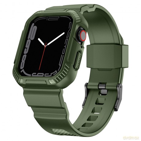 Kingxbar CYF537 2w1 pancerne etui Apple Watch SE, 8, 7, 6, 5, 4, 3, 2, 1 (45, 44, 42 mm) z paskiem zielone
