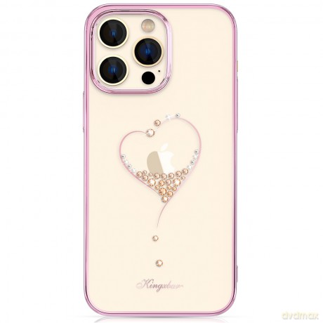 Kingxbar Wish Series etui iPhone 14 Pro ozdobione kryształami różowe