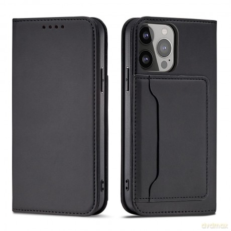 Magnet Card Case etui iPhone 14 Pro Max pokrowiec z klapką portfel podstawka czarne