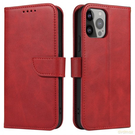Magnet Case elegancki futerał etui pokrowiec z klapką i funkcją podstawki iPhone 14 Pro czerwony