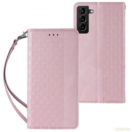 Magnet Strap Case etui Samsung Galaxy A23 5G pokrowiec z klapką portfel mini smycz podstawka różowe