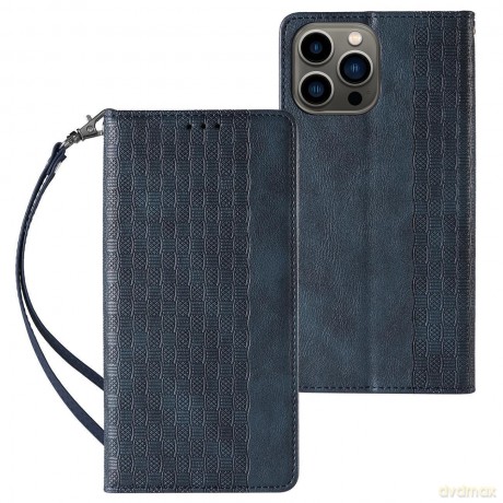 Magnet Strap Case etui Samsung Galaxy A54 5G pokrowiec z klapką portfel mini smycz podstawka niebieskie