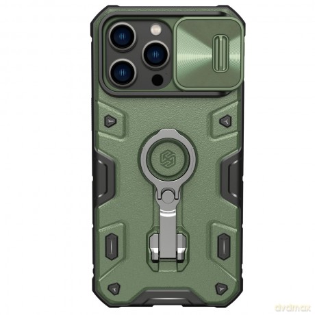 Nillkin CamShield Armor Pro Case etui iPhone 14 Pro Max pancerny pokrowiec z osłoną na aparat ring podstawka ciemnozielone