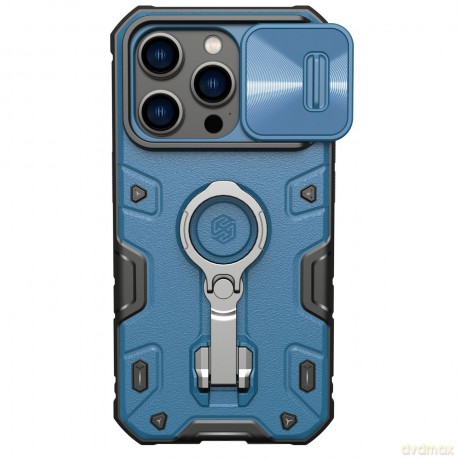 Nillkin CamShield Armor Pro Case etui iPhone 14 Pro pancerny pokrowiec z osłoną na aparat ring podstawka niebieskie
