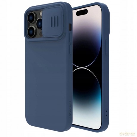 Nillkin CamShield Silky Silicone Case etui iPhone 14 Pro Max silikonowy pokrowiec z osłoną na aparat niebieskie