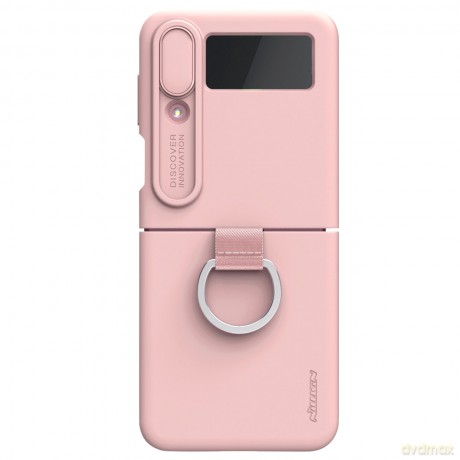 Nillkin CamShield Silky Silicone Case etui Samsung Galaxy Z Flip 4 silikonowy pokrowiec z osłoną na aparat brzoskwiniowe