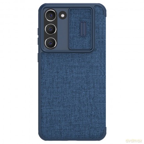 Nillkin Qin Cloth Pro Case etui Samsung Galaxy S23 pokrowiec z klapką osłona na aparat niebieskie