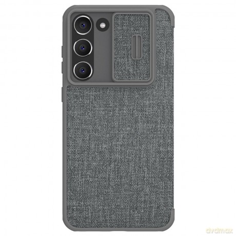 Nillkin Qin Cloth Pro Case etui Samsung Galaxy S23 pokrowiec z klapką osłona na aparat szare