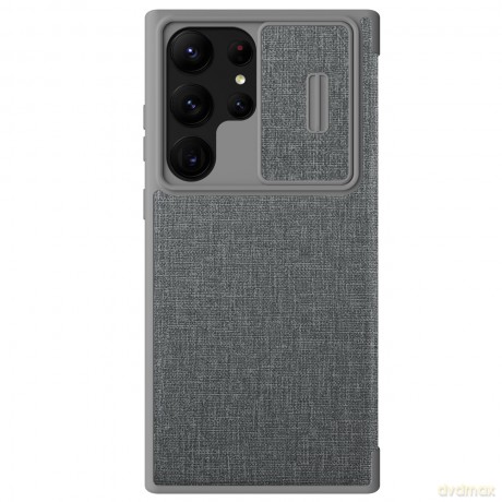 Nillkin Qin Cloth Pro Case etui Samsung Galaxy S23 Ultra pokrowiec z klapką osłona na aparat szare