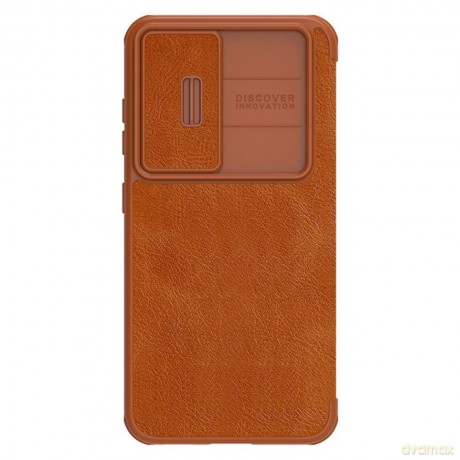 Nillkin Qin Leather Pro Case etui Samsung Galaxy S23 pokrowiec z klapką osłona na aparat brązowe