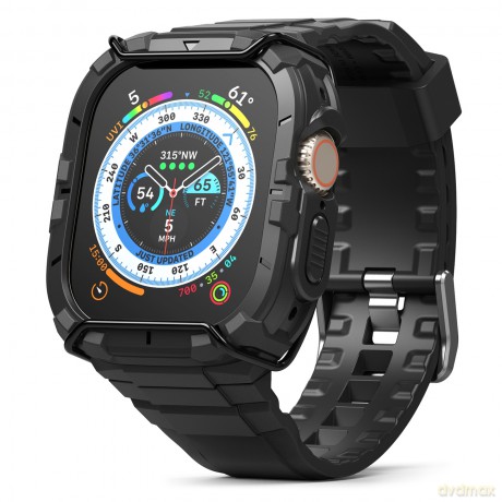 Ringke Fusion-X Guard zestaw 2w1 pancerne etui Apple Watch Ultra 49 mm z paskiem sportowa opaska bransoleta czarne