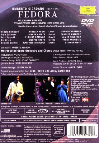 Domingo,Levine,The Metropolitan Opera: Giordano:Fedora [DVD]