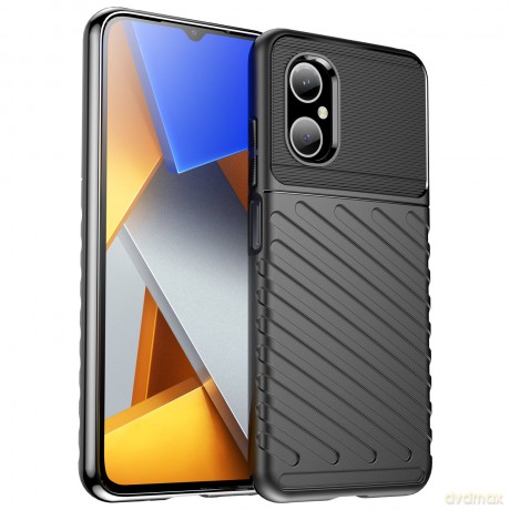 Thunder Case etui Xiaomi Poco M4 5G silikonowy pancerny pokrowiec czarne