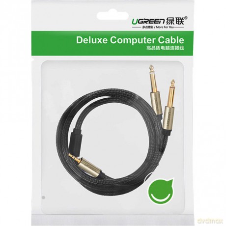 Ugreen kabel przewód audio mini jack 3,5 mm - 2 x jack 6,35mm 1m szary (AV126)