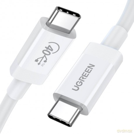 Ugreen kabel USB4 40Gbps 8K@60Hz USB Typ C - USB Typ C Power Delivery PD 100W 0,8m biały (US506)