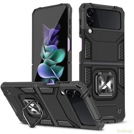Wozinsky Ring Armor etui Samsung Galaxy Z Flip 4 pancerny pokrowiec uchwyt magnetyczny ring czarne