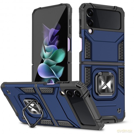Wozinsky Ring Armor etui Samsung Galaxy Z Flip 4 pancerny pokrowiec uchwyt magnetyczny ring niebieskie