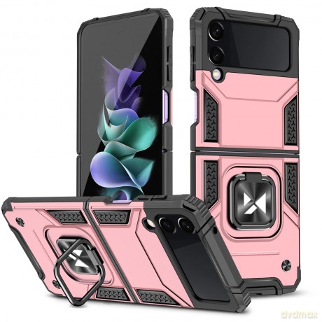 Wozinsky Ring Armor etui Samsung Galaxy Z Flip 4 pancerny pokrowiec uchwyt magnetyczny ring różowe złoto