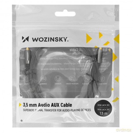 Wozinsky uniwersalny kabel mini jack 2x kabel AUX 1,5 m czarny