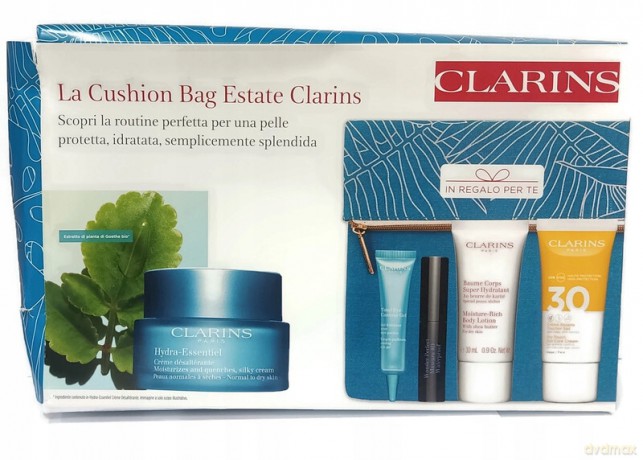 Clarins Zestaw (Hydra Essentiel Silky Cream 50 ml + Total Eye Contour Gel 7ml + Moisture Rich Body Lotion 30 ml + Dry Touch Sun Care Cream Spf30 30 ml + Wonder Perfect Mascara 4d Waterproof 3ml)