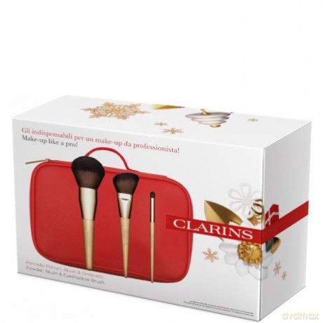 Clarins Zestaw (Power Brush+Blush Brush+Eyeshadow Brush+Red Bag)