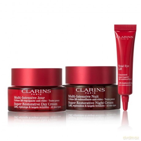 Clarins Zestaw (Super Restorative Day Cream 50 ml + Super Restorative Night Cream 15 ml + Super Restorative Hand Cream 30 ml)