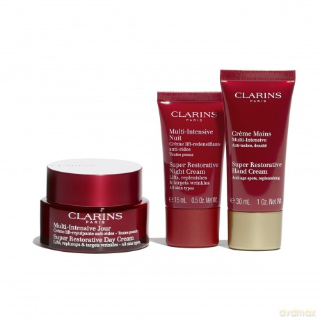 Clarins Zestaw (Super Restorative Day Cream 50 ml + Super Restorative Night Cream 15 ml + Super Restorative Hand Cream 30 ml)