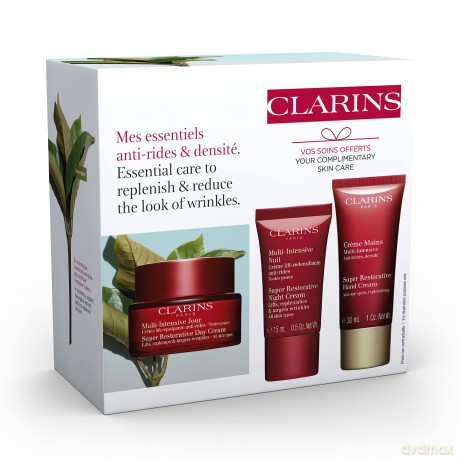 Clarins Zestaw (Super Restorative Day Cream 50 ml + Super Restorative Night Cream 15 ml + Super Restorative Hand Cream 30 ml)