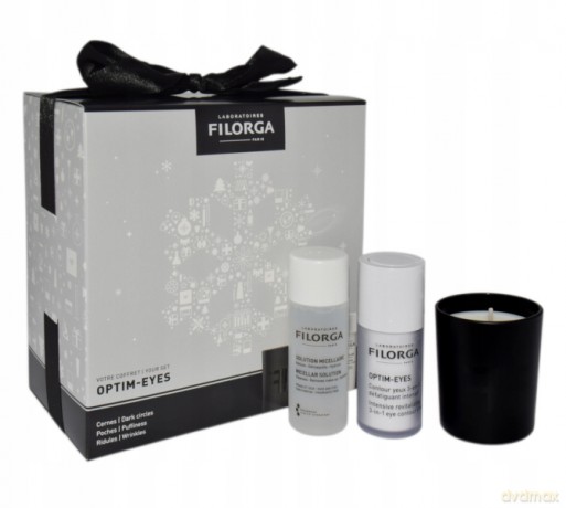 Filorga Zestaw (Optim Eyes 3in1 Eye Contour Cream 15 ml + Micellar Solution 50 ml + Scented Candle)