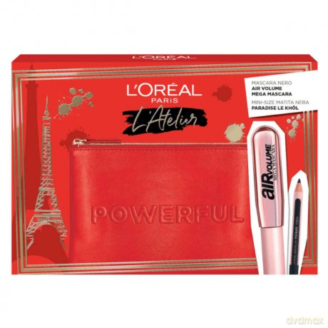 L'Oreal Zestaw (Mascara Black Air Volume Mega Mascara + Le Khol Midnight Black 101 + Pochette)