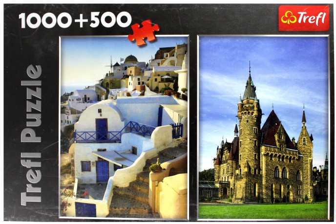 TREFL 1000+500 el. Santorini + Zamek Moszna 29110 el. [PUZZLE]