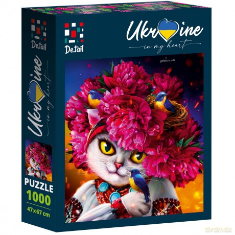 DE.TAIL 1000 el. Biały kot w różowym wianku DT1000-05 [PUZZLE]
