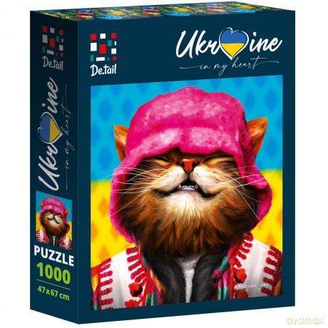 DE.TAIL 1000 el. Uśmiechnięty kot w różowej czapce DT1000-07 [PUZZLE]